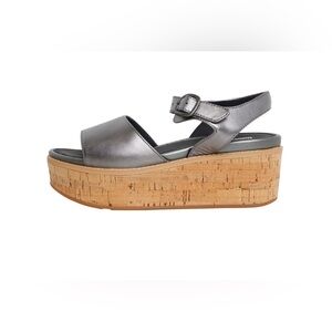 New FitFlop Women's Eloise Cork-WRAP Leather Back-Strap Wedge Sandals